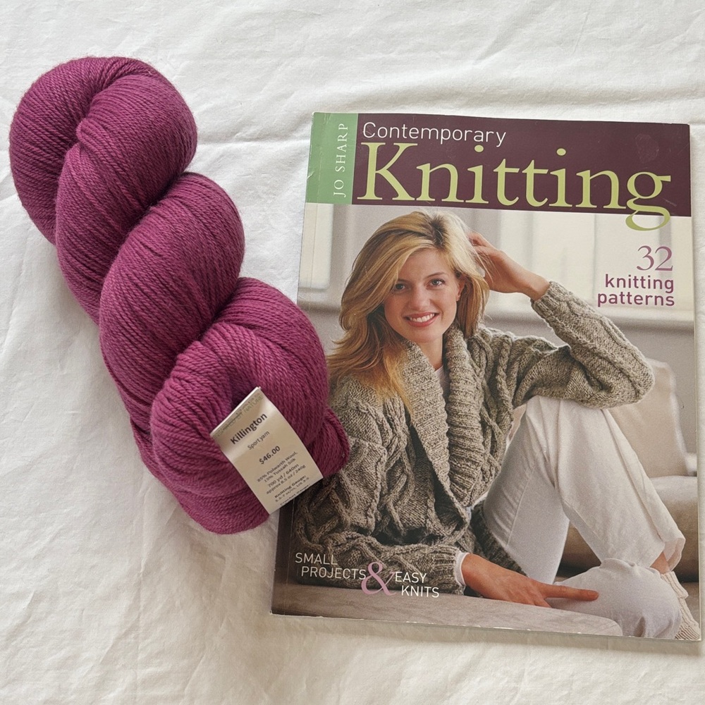 Contemporary Knitting Book with Purple Yarn